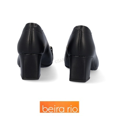 Sapatos de salto médio quadrado preto em couro