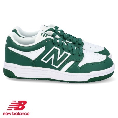 Sapatilhas New Balance verde e branco perfil lateral