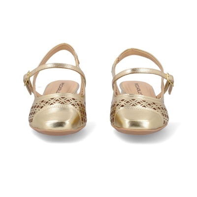 Sandálias douradas com tira ajustável e recortes, marca PICCADILLY