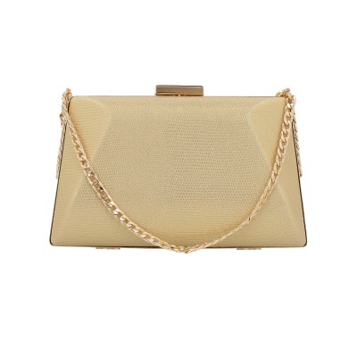Mala de senhora rígida bege com corrente dourada