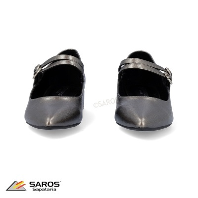 Sapatos femininos prateados tipo mary jane com fivela
