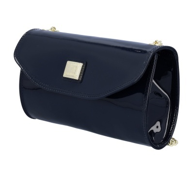 Mala de senhora preta em verniz com fecho dourado