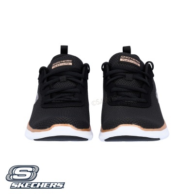 Sapatilhas Skechers Emprise negras com sola branca e detalhes cor de rosa