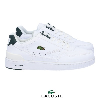 Ténis Lacoste brancos com logo verde e sola branca