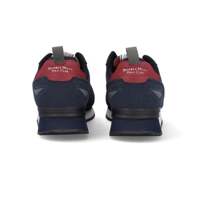 Sapatilhas desportivas azuis e vermelhas vista de trás, marca Beverly Hills Polo Club