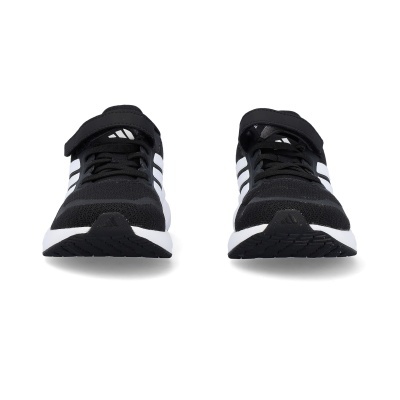 Par de sapatilhas desportivas pretas com detalhes brancos e tira de velcro