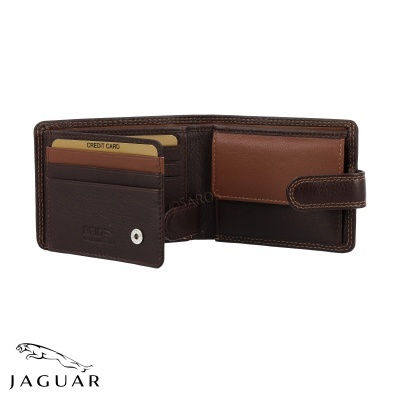 Carteira castanha Jaguar com compartimentos para cartões