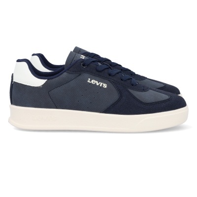 Tênis Levis azul escuro com sola branca e reforço branco no calcanhar