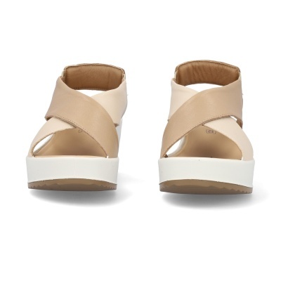 Sandálias de plataforma com tiras cruzadas bege e branca