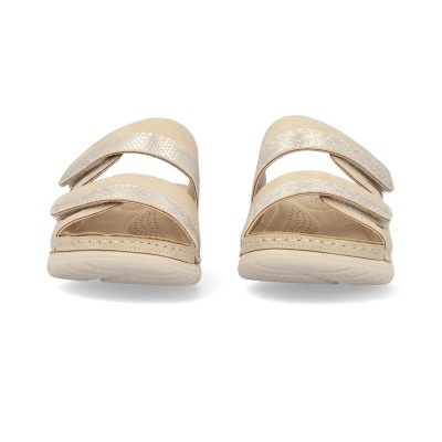 Sandálias abertas bege com tiras de velcro
