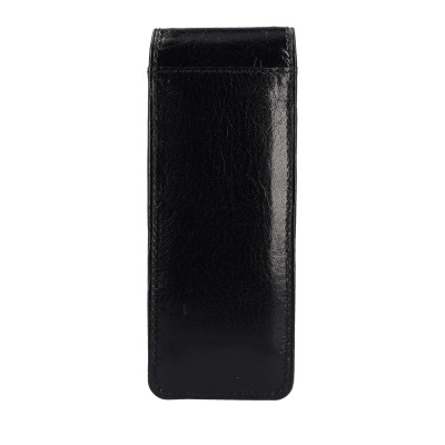 Estojo preto em couro brilhante retangular