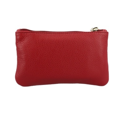Carteira pequena vermelha com fecho de correr