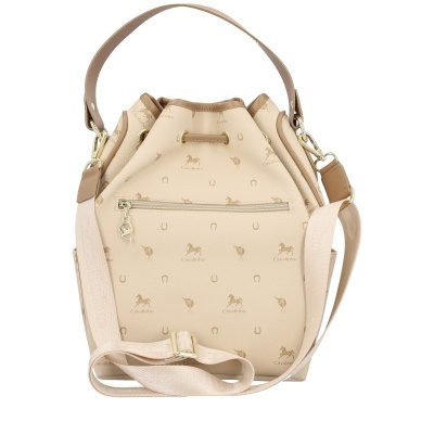 Mala de mão bege padrão cavalos com alça regulável