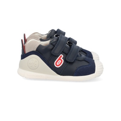 Sapatilhas infantis azul escuro com velcro e sola branca