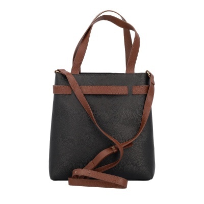 Bolsa de mão preta com alças castanhas
