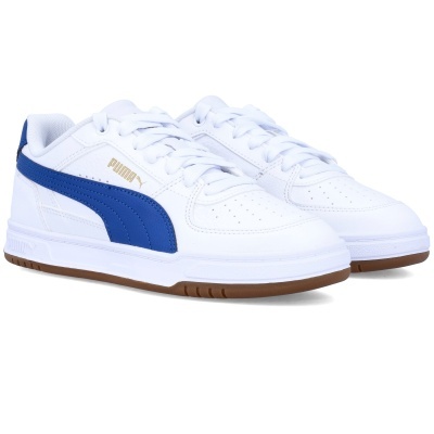 Sapatilhas desportivas PUMA brancas com detalhe azul e sola castanha