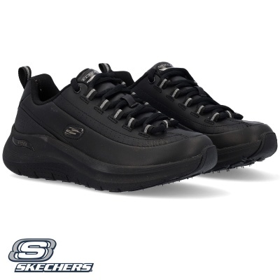 Ténis pretos Skechers com sola espessa e logótipo 'S'