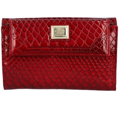 Carteira vermelha sintética texturizada com placa dourada WALINHO
