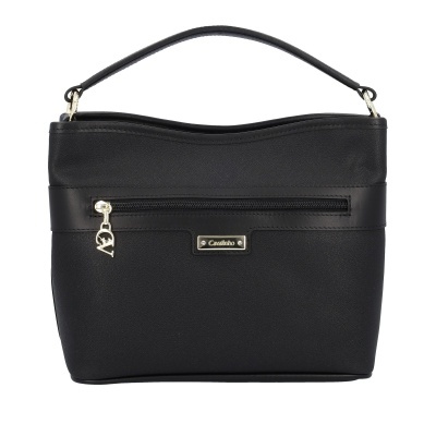 Mala preta Cavalinho com bolso frontal e alça superior