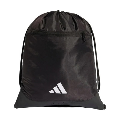 Mochila saco preta com bolso frontal zip e logótipo Adidas branco