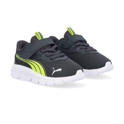 Sapatilhas desportivas negras com detalhes amarelo fluorescente e sola branca da Puma