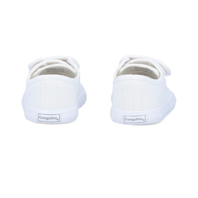 Sapatilhas infantis brancas Conguitos vistas de trás