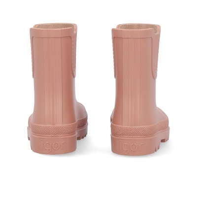 Botas de borracha cor salmão vista traseira com a marca igor