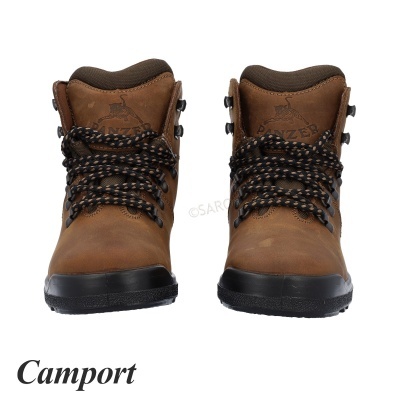Botas marrons de caminhada Camport com atacadores pretos e solas pretas
