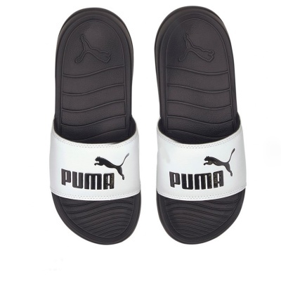 Chinelos Puma preto e branco com logo