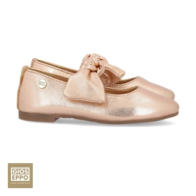 Sapatilhas rosa metálico com laço e logótipo GIOS EPPO