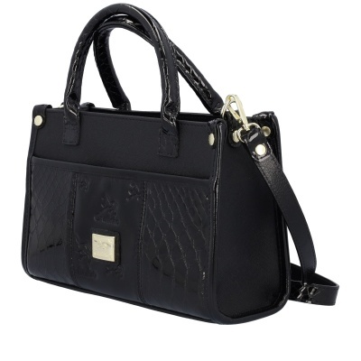 Mala preta com alças duplas e alça de ombro ajustável