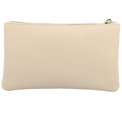 Carteira bege com fecho de correr metálico