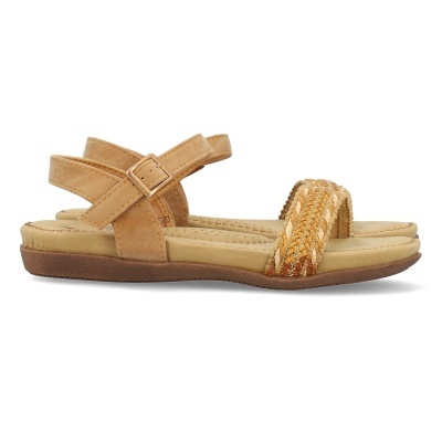 Sandálias castanhas para mulher com tiras trançadas e sola marrom