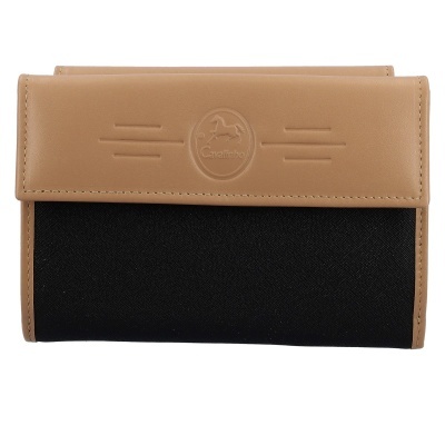 Carteira bege e preta com logótipo Cavalinho em relevo