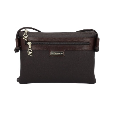 Bolsa de ombro Cavalinho castanha com detalhes dourados