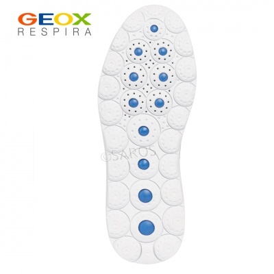Sola branca de calçado com pontos azuis da marca GEOX RESPIRA