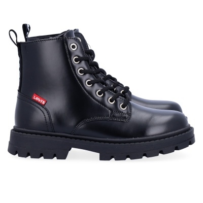 Botas pretas de couro LEVIS com atacadores e sola grossa
