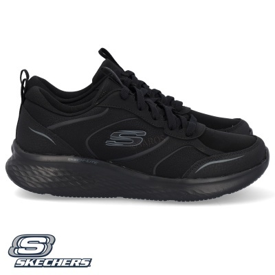 Ténis desportivos pretos Skechers com logótipo S
