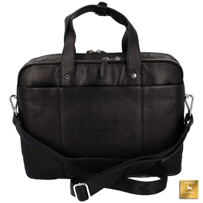 bolsa preta de couro com alças e fecho