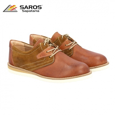 Sapatos masculinos castanhos SAROS com detalhes em camurça e sola clara