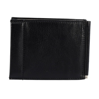Carteira de pele preta com fecho metálico