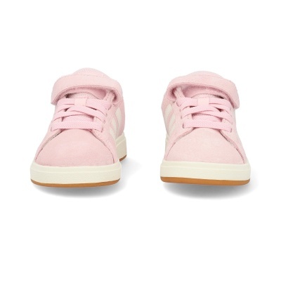 Sapatilhas infantis cor-de-rosa em camurça com atacadores e velcro