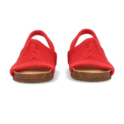 Sandálias vermelhas de tecido com sola de cortiça