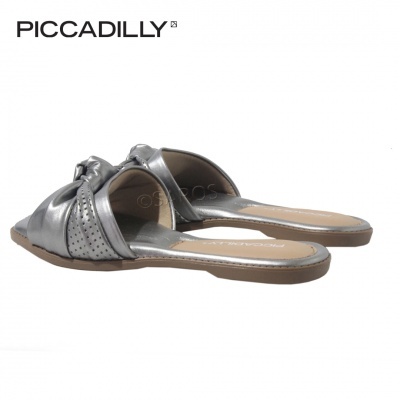 Sandálias prateadas rasas PICCADILLY com nó e textura perfurada