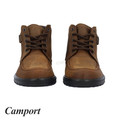 Botas castanhas Camport em couro com atacadores castanhos e sola preta