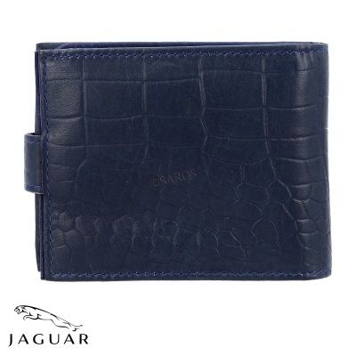 Carteira azul escuro textura pele de crocodilo com fecho lateral