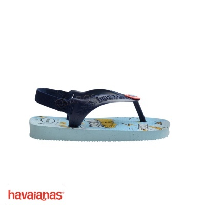 Chinelo bebé azul clara com tira azul escura da marca Havaianas