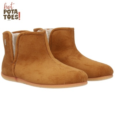 Botas tipo chinelo castanhas com interior forrado branco