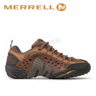 Sapatilha de caminhada Merrell castanha e preta com sola Vibram