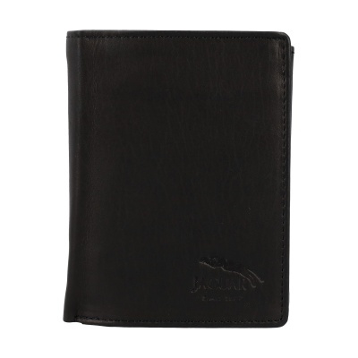 Carteira preta em couro com relevo de cavalo